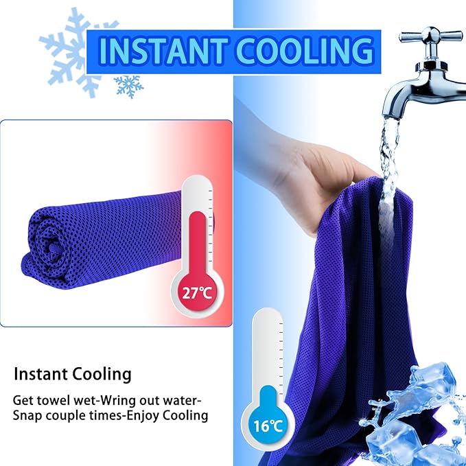 Cooling Towels 40 Pack 40"x 12", 160gsm Bulk Cool Towels, Soft Breathable, Super Absorbent, Quick Cold Towel, for Bowling, Yoga, Travel, Camping, Golf, Football, Hiking, Outdoor Work-StrideForce Fitness