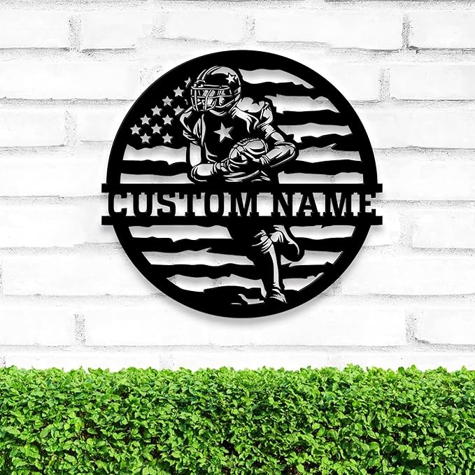 Personalized Football Metal Wall Art LED Light, American Sign, Wall Decor, Birthday Xmas Gift-StrideForce Fitness