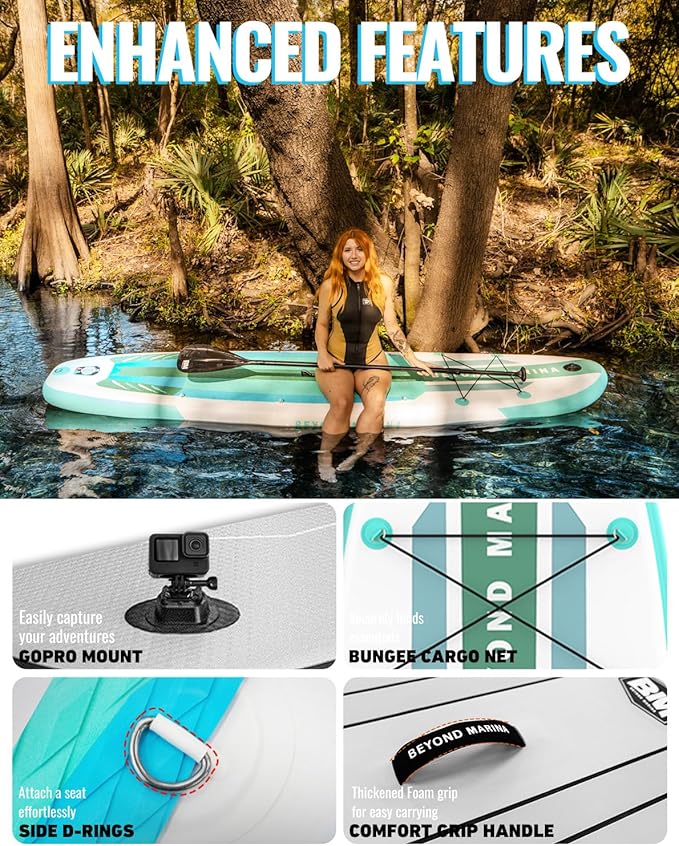 BM Paddle Board Inflatable Stand Up Paddle Board, SUP Paddleboard for Adult, Premium Accessories | Non-Slip EVA Deck & Foam Handles, Camera Mount, Double Action Pump, 85L Travel Backpack-StrideForce Fitness