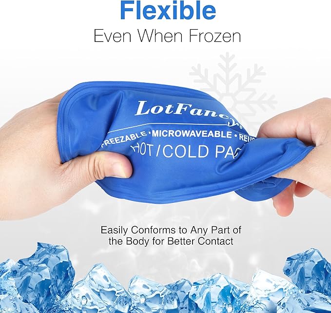 LotFancy Gel Ice Packs, 2pc Reusable Hot Cold Pack for Therapy, Heating Cooling Gel Pad, Pain Relief for Face, Head, TMJ, Wisdom Teeth, Oral Facial Surgery, Sport Injuries, Migraine, Muscle Joint-StrideForce Fitness