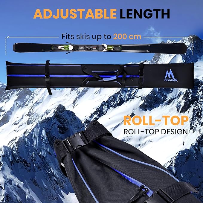 Ski Bag and Boot Bag Combo,Padded Ski Bag Set for Air Travel,Snow Ski Bags for Adults,Water- resistant Ski Boot Bag Fits for Skis Up to 200 CM and Boots Up To Size US13-StrideForce Fitness