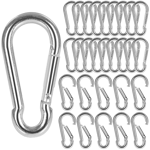 60Pack 2” Spring Snap Hooks, Galvanized Steel Small M5 Carabiner Clips Keychain, 220lb Capacity Heavy Duty Quick Link for Outdoor Camping, Swing, Fishing, Hammock, Dog Leash, Hiking-StrideForce Fitness