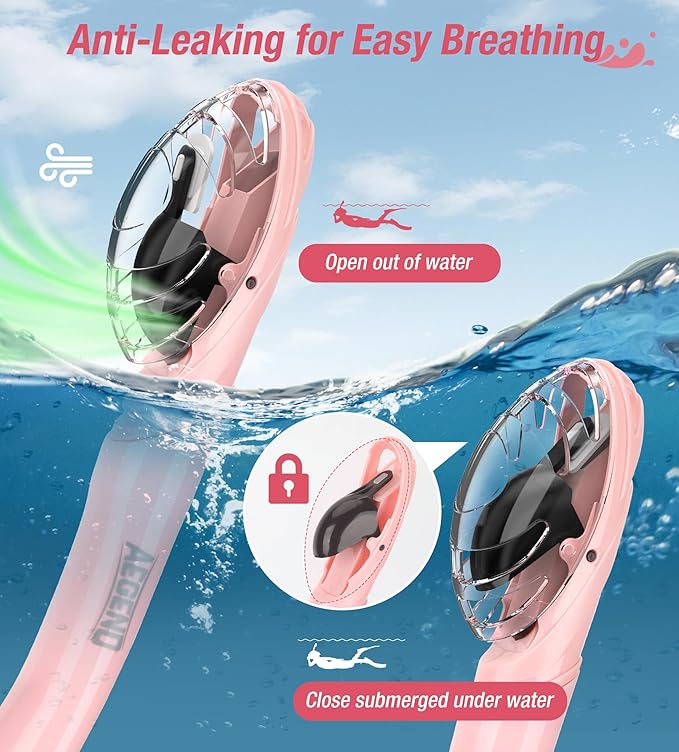 Aegend Dry Snorkel, Dive Mask Easy-Breath Free Diving Snorkel for Snorkeling Scuba Diving Freediving Swimming, with Top Dry Valve and Food-Grade Silicone Mouthpiece-StrideForce Fitness