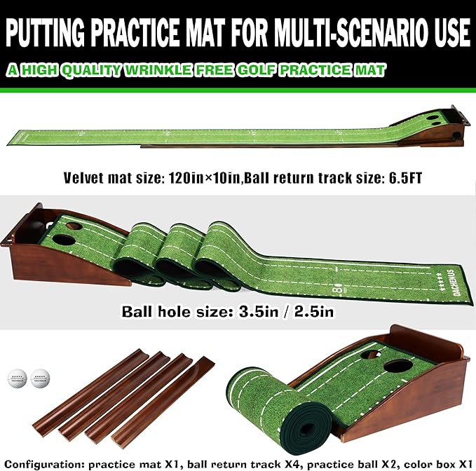 Putting Green Indoor Mat Outdoor Golf Putting Mat with Automatic Ball Return - Ideal for Home, Office, and Outdoor Use-StrideForce Fitness