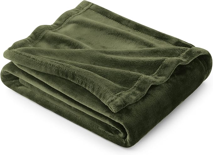 Bedsure Fleece Throw Blanket Olive Green - 300GSM Blankets for Couch, Sofa, Bed, Soft Lightweight Plush Cozy Throws for Toddlers, 50x60 inches-StrideForce Fitness