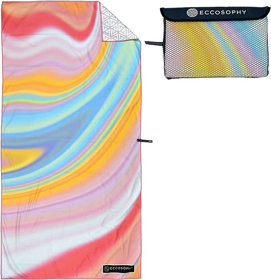 ECCOSOPHY Microfiber Beach Towel - Sand Free Towels are Quick Dry, Light Weight, Super Absorbent - Perfect Pool, Travel, Cruise, Camping Essentials - Oversized Extra Large for Adults 71x35 in-StrideForce Fitness