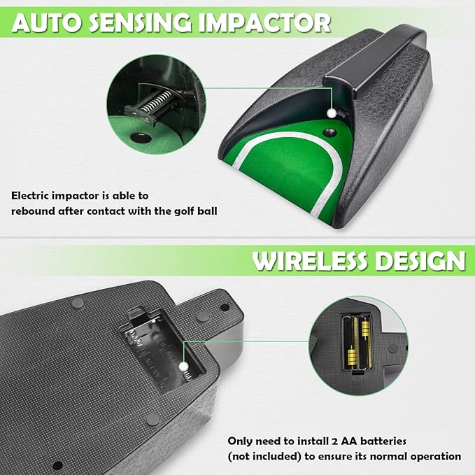 Golf Automatic Putting Cup, Golf Putting Practice Return Machine, Auto Putting Returner Golf Practice Putting Hole for Indoor Outdoor Yard Office-StrideForce Fitness