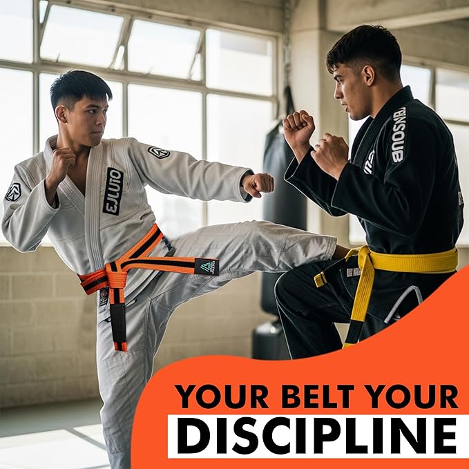 Brazilian Jiu Jitsu Belts Preshurunk Martial Arts Youth BJJ Belts for Girls & Boys with BJJ Ranking Stripes-StrideForce Fitness