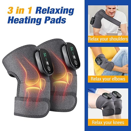 NORTHERN BROTHERS Cordless Knee Massager for Pain Relief, Knee Heating Pad with 3 Heat 3 Vibration, Adjustable Heated Knee Brace for Knee Shoulder Elbow, Gifts for Men Women