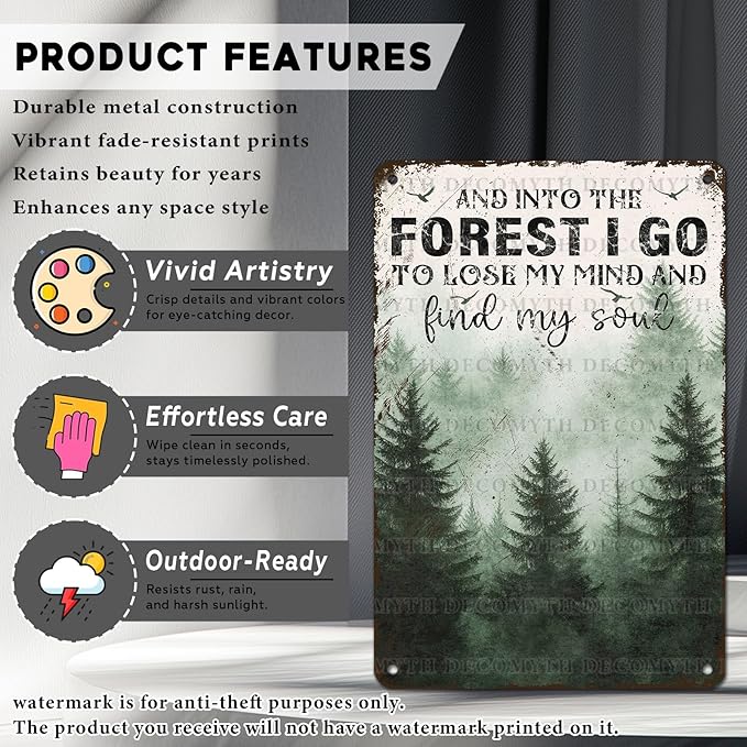 Vintage Sign And Into The Forest I Go to Lose My Mind and Find My Soul Hiking Girl Retro Metal Tin Sign for Home Coffee Wall Decor 12 * 8inch-StrideForce Fitness