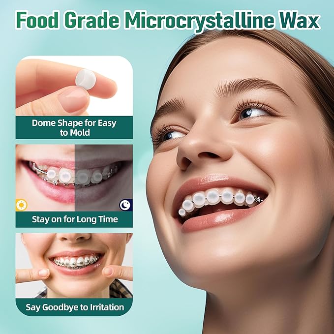 120 Braces Wax, Orthodontic Wax for Dental Wax Dots Easy Molding Long-Lasting Hold, Food-Grade Dental Wax Individually Sealed Packets, Portable and Easy to Tear