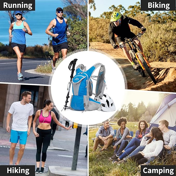 Hydration Pack Backpack, Lightweight Water Backpack with 2L Leakproof Hydration Bladder Daypack for Men Women,Running Hydration Vest for Outdoor Trail-StrideForce Fitness