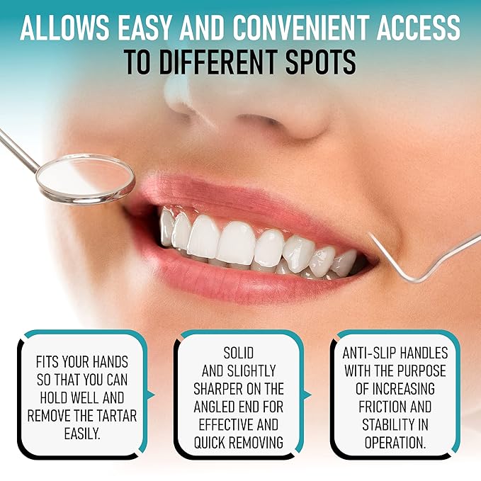 Dental Kit Tools, 10 Pack Stainless Steel Plaque Remover, Dental Tools to Remove Plaque and Tartar, Oral Care Kit with Plaque Cleaner, Tartar Pick, Tooth & Tongue Scraper for Dentist, Personal, Family