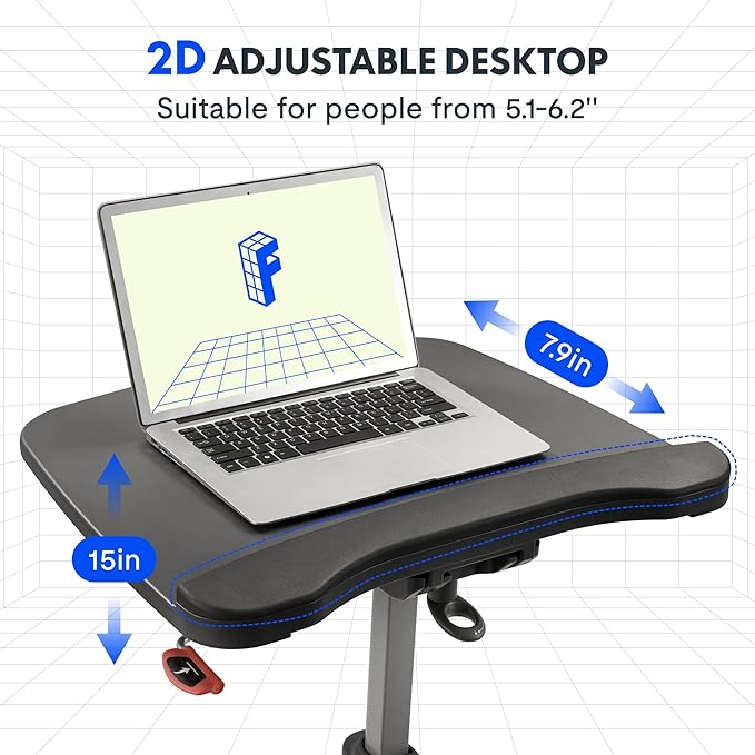 FLEXISPOT Exercise Bike with 2D Desktop, Space Saving Under Desk Bike with Removable Desk, Stationary Bikes Indoor Bikes with 300LBS Heavy Duty 8-Level Resistance Flywheel Optional LCD, V9PRO/V9MAX-StrideForce Fitness