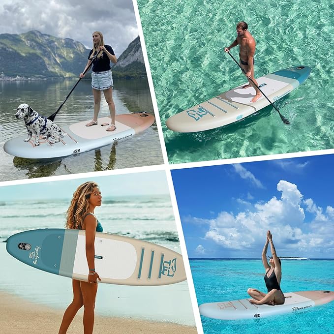 11'6"/11'/10' Inflatable Paddle Board with Complete Accessories, Versatile Premium Paddle Boards for Adults/Youth, Stand Up Paddle Board Polar/Wave/Sunny Wave Collection-StrideForce Fitness