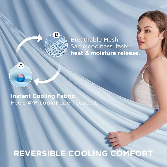 Bedsure Summer Cooling Blanket King Size for Hot Sleepers with Sports Mesh Design, Arc-Chill Q-Max 0.4 Lightweight Breathable Ice Cold Blanket for Night Sweats, 108 x 90 Inches, Mesh Blue-StrideForce Fitness
