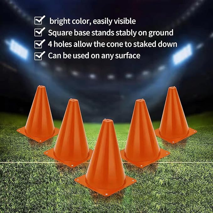 Cones Sports for Kids, Small Training Cones Set for Soccer Practice, 24 Pack 7 Inch Agility Field Cone Marker for Football Basketball Drills, Plastic Multi color Baseball Cone for Outdoor Indoor Games-StrideForce Fitness