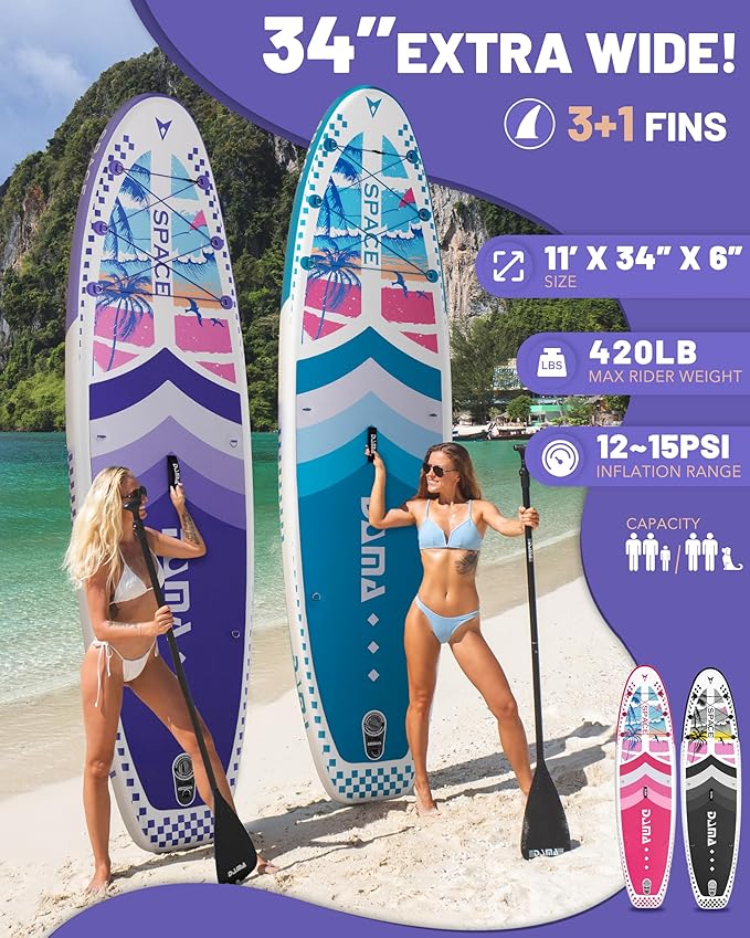 DAMA 11'*34"*6" Inflatable Paddle Board, Paddle Boards for Adults,Sup,Lightweight and Durable, Easy to Inflate, Versatile in Style, Fully Functional, Equipped w/High Grade Accessories.-StrideForce Fitness