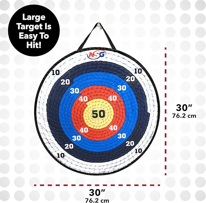 NSG Target Toss Large Dart Board for Kids 30in Giant Kids Dart Board Double Sided Game Set for Indoor and Outdoor Fun with 12 Sticky Balls and Carry Bag-StrideForce Fitness