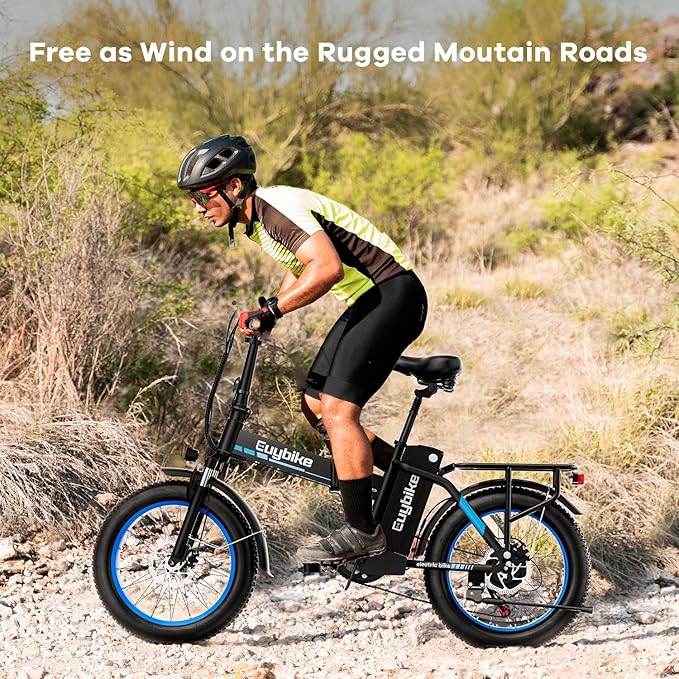 1000W Folding Electric Bike, 48V 20AH Large Removable Battery E Bike, 30+MPH, 80 Miles Max Range, 20" Fat Tire Electric Bike for Adults, Adult Electric Bicycles for Commute Beach Snow-StrideForce Fitness