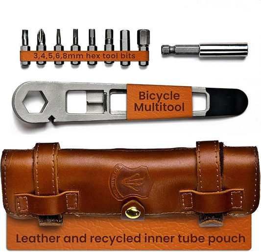 FULL WINDSOR -The Nutter Bicycle Multi Tool–Portable Cycling Repair Kit for MTB, Road & Dirt Bikes – Includes Spanner, Magnetic Bit, Tire Levers & Bottle Opener–Compact Brown Case for On-the-Go Fixes-StrideForce Fitness