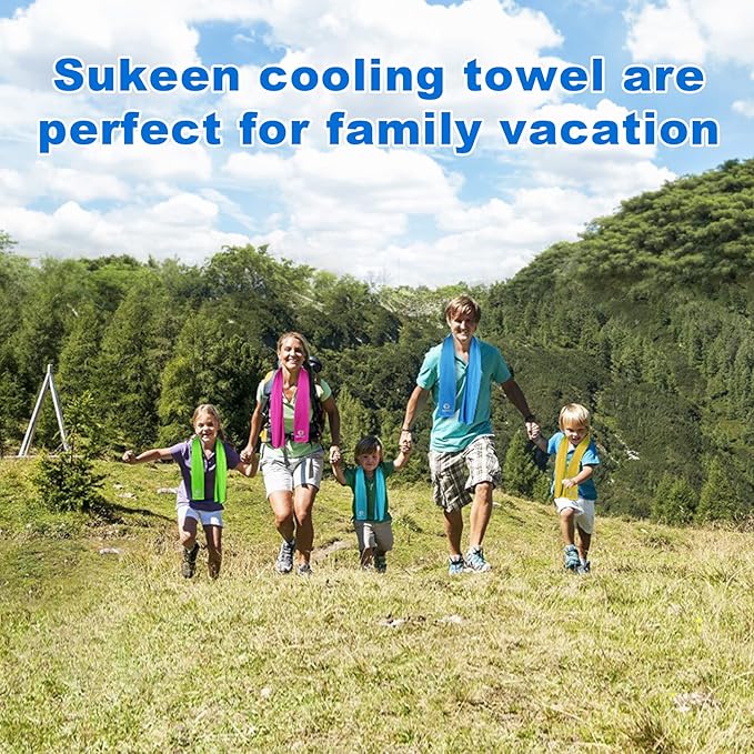 Sukeen 12 Pack Cooling Towel (40"x12"), Ice Towel Sets,Soft Breathable Chilly Towel,Microfiber Towel for Yoga,Sport,Running,Gym,Workout,Camping,Fitness,Workout-StrideForce Fitness