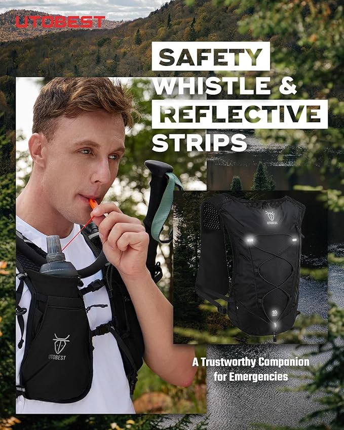 UTOBEST Upgrade Running Hydration Vest 10L, Running Backpack for Women Men Multi-Functional Storage, Adjustable Water Vest for Trail Marathon Race Jogging Cycling-StrideForce Fitness