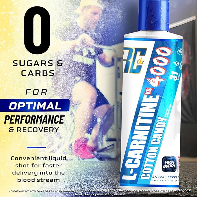 Ronnie Coleman Signature Series L Carnitine XS 4000 Liquid, Stimulant Free, Sugar Free, Zero Carbs, Lean Muscle Strength Support for Men & Women, 16 Oz (16 oz, Cotton Candy (4000))-StrideForce Fitness