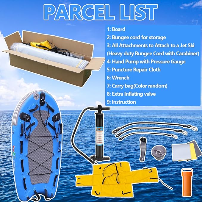 SAYOK Large Inflatable Sled Water Floating Mat Jet Ski Sled Board for Professional Emergency Rescue, Big Wave Surfing-StrideForce Fitness