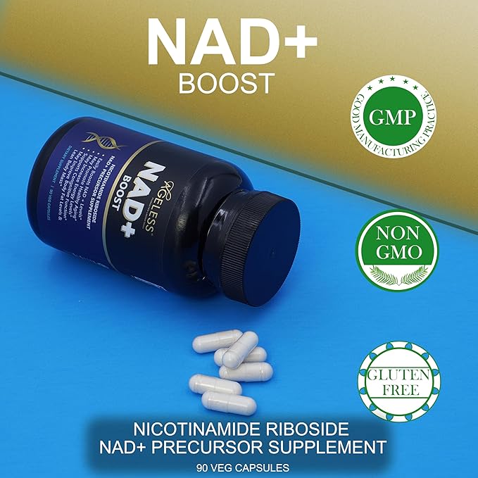 Ageless NAD Supplements for Women & Men | High Purity 300mg Nicotinamide Riboside Chloride | NMN Supplement for Anti-Aging | Support Energy, Focus, Body Fat and Cognitive Function - 90 Count-StrideForce Fitness