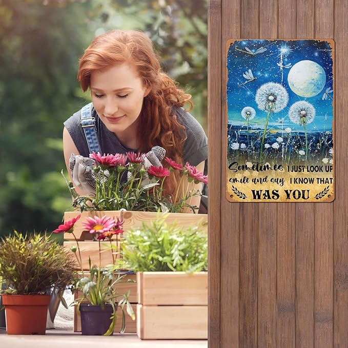 Vintage Dragonfly Tin Sign Sometimes I Just Look Up Smile and Say I Know That was You Retro Metal Poster Funny Wall Art Cafe Office Bar Plub Club Toilet Farm Room Garden Plaque 12 * 8inch-StrideForce Fitness