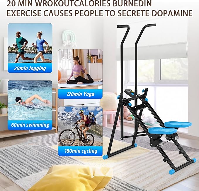 Stair Stepper for Home Gym, Vertical Stair Climber Cardio Exercise Machine for Full-Body Workout,Steppers for Exercise at Home Adjustable Handlebar & Pedals with 330LBS Loading Capacity-StrideForce Fitness