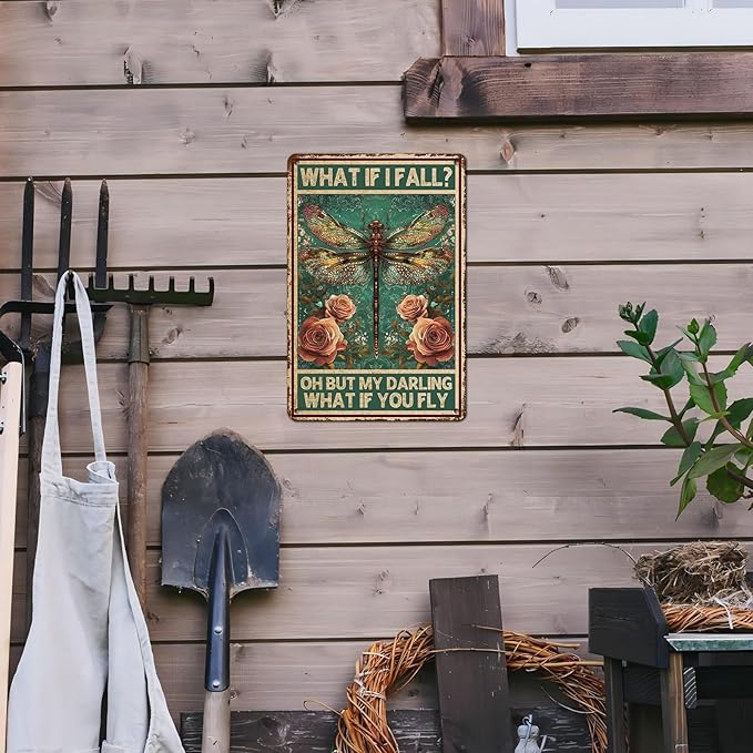 Vintage Tin Sign What If You Fly Tin Sign Metal Wall Decor for Home Office Kitchen Bar Cafe Garden Wall Decor 12 * 8inch-StrideForce Fitness