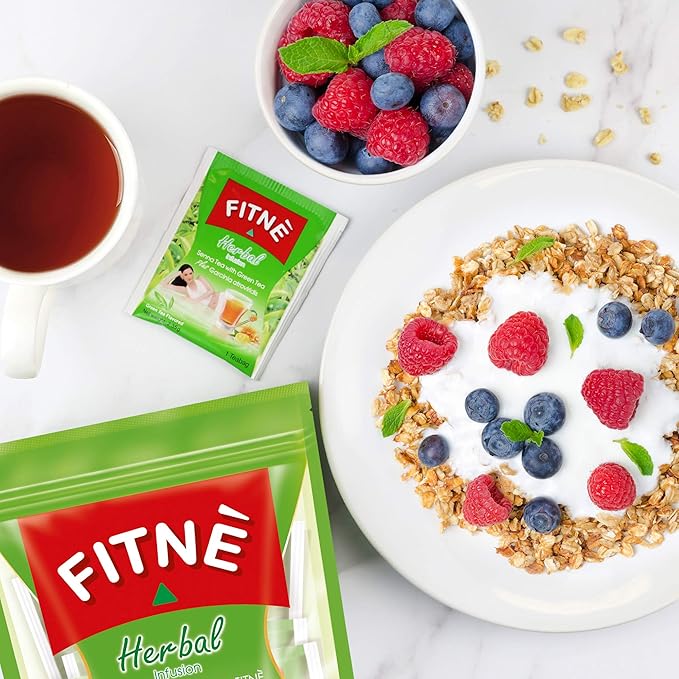 FITNE Green Tea Herbal Honey Lemon With Garcinia Senna Infusion Gentle Detox Cleanse High Antioxidant No Calories Stevia Sweetener, 30 Tea Bags-StrideForce Fitness