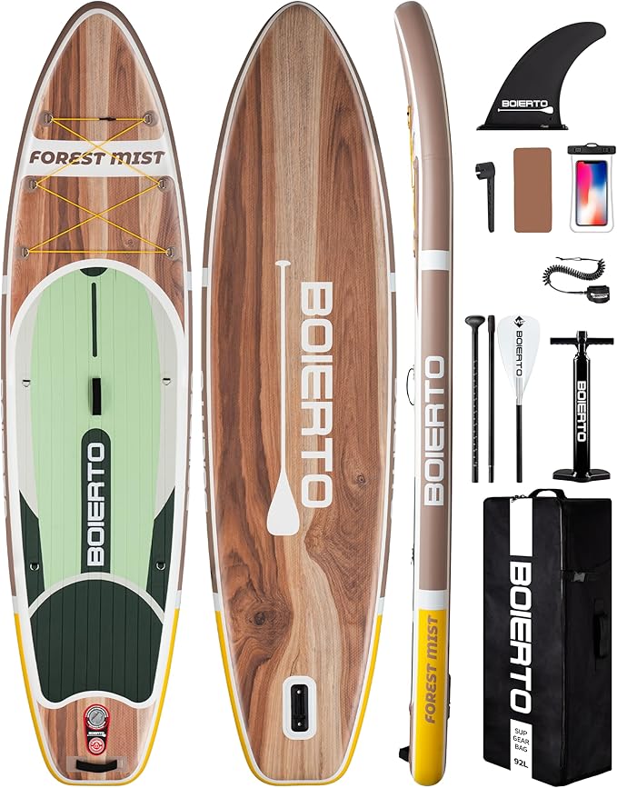 Inflatable Stand Up Paddle Board 10'8“*34"/11'*33" Extra Wide Paddle Boards for Adults, SUP with Premium Accessories & Nylon Backpack, Adjustable Paddle, Hand Pump, Bottom Fin, Leash-StrideForce Fitness