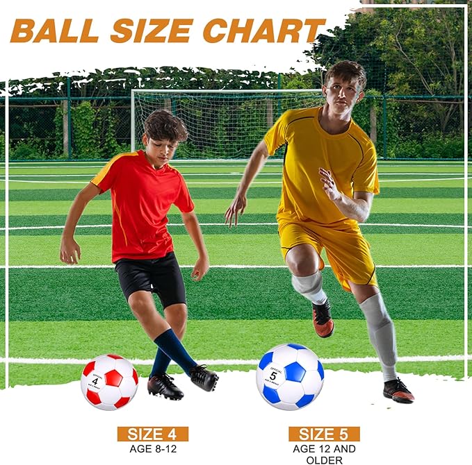 Sotiff 24 Pcs Size 5/4 Soccer Ball Bulk with 24 Pump Deflated Soccer Balls for Kids Teen Football Bulk for Game Training School Team Sports Adults Player Practice Outdoor-StrideForce Fitness