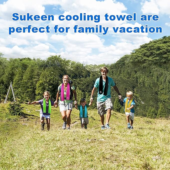 Sukeen 4Pack Cooling Towel (40"x12") for Neck and Face, Soft & Breathable Chilly Sports Towel, Quick-Drying Sweat Absorbing Cooling Neck Wraps with Cooling Tech. for Yoga, Sport, Running, Workout-StrideForce Fitness