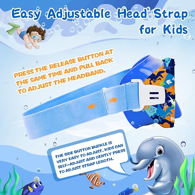 Kids Swim Goggles with Nose Cover, 180° Panoramic Snorkel Mask with Anti-Fog & Anti-Leak Design, Comfort Fabric Strap UV Protection Lens for Boys Girls Ages 3-15-StrideForce Fitness