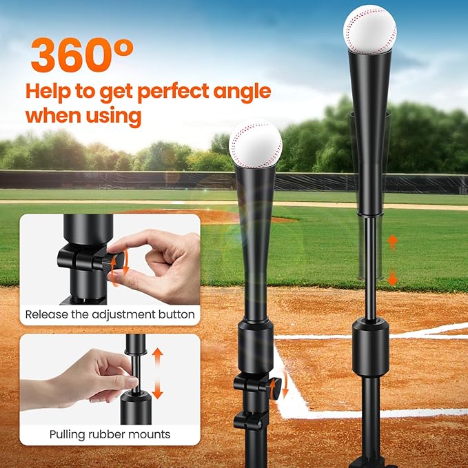 2025 New Upgrade Portable Batting Tee for Baseball/Softball,23.23 to 40.16 Inch Baseball Tee for Kids,Batting Tee,Softball Tee,Youth Hitting Tee,Teeball Tee,Travel Tee,Easy Adjustable Height-StrideForce Fitness