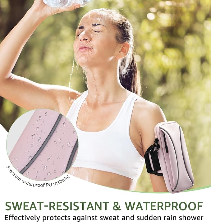 HiRui Arm Bag & Wrist Bag Phone Holder, Sports Running Armband for Gym, Cycling & Workout, Compatible with iPhone 16/15/14 Series, Samsung Galaxy & More, Reflective, Adjustable, Secure Fit (Pink)-StrideForce Fitness