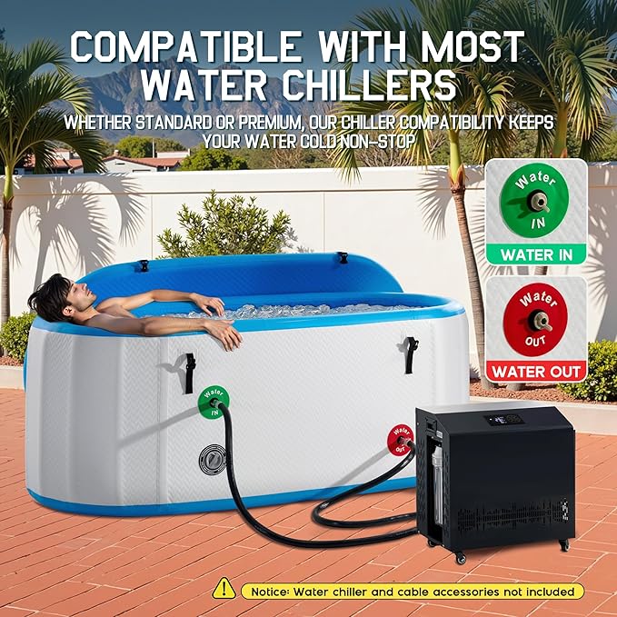 Albott Inflatable Cold Plunge Tub for Athletes, Ice Bath Tub with Insulated Lid Non-Slip Mat, Water Chiller Compatible, Portable for Indoor & Outdoor Recovery, 210 Gal, 71" L x 35" W x 30" H-StrideForce Fitness