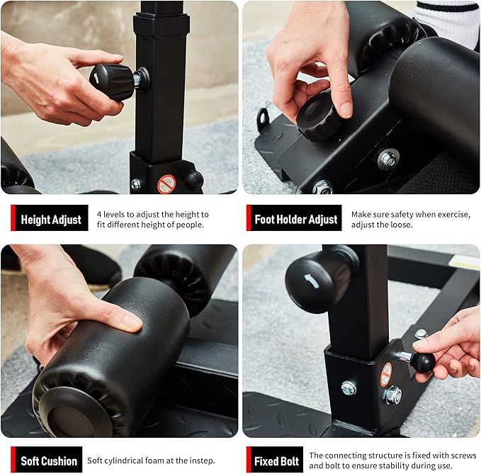 leikefitness Deep Sissy Squat Bench Core Workout Multifunctional Leg Exercise Machine for Home Gym-StrideForce Fitness