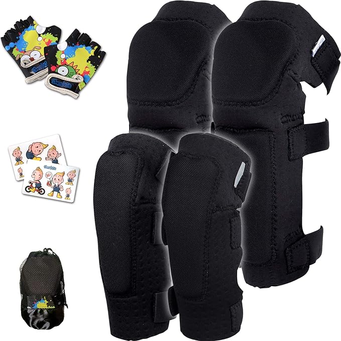 Soft-Style Kids Knee and Elbow Pads with Bike Gloves, Flexible Impact-Resistant Gear for Ages 2-11, Designed for Balance Bikes, Roller-Skating, and Skateboarding-StrideForce Fitness