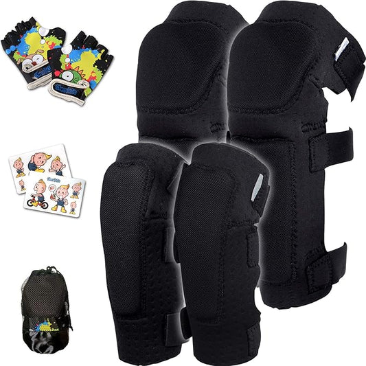 Soft-Style Kids Knee and Elbow Pads with Bike Gloves, Flexible Impact-Resistant Gear for Ages 2-11, Designed for Balance Bikes, Roller-Skating, and Skateboarding-StrideForce Fitness
