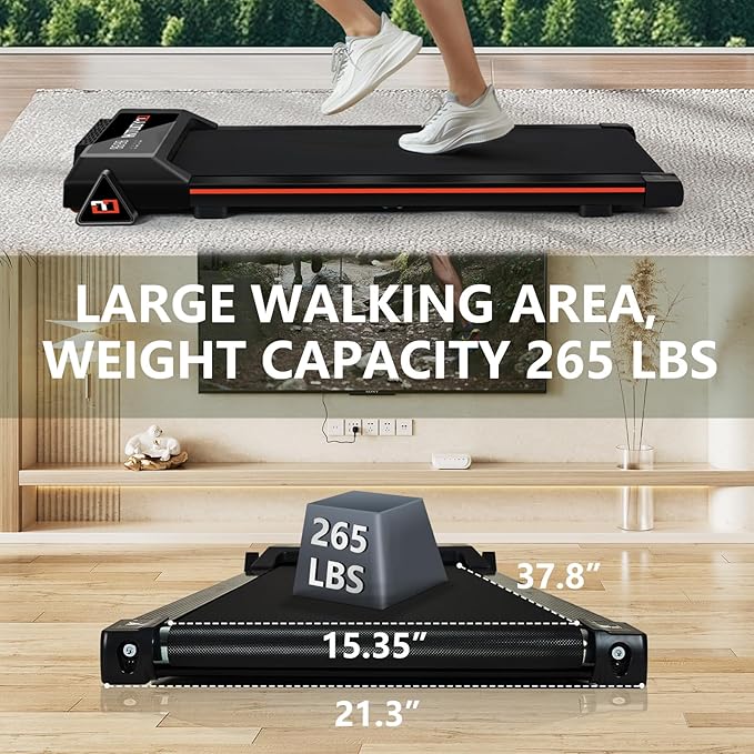 GOYOUTH 2 in 1 Under Desk Electric Treadmill Motorized Exercise Machine with Wireless Speaker, Remote Control and LED Display, Walking Jogging Machine for Home/Office Use-StrideForce Fitness