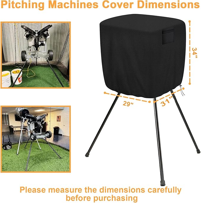 Pitching Machines Cover, Heavy Duty 600D Durable Waterproof Dustproof Covers, Universal Fit for Most Softball/Baseball Machines, All-Weather Indoor/Outdoor Protection( 31 x 29 x 34",Cover Only)-StrideForce Fitness