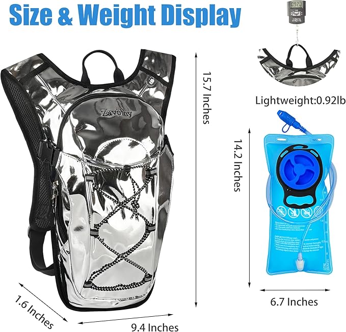 Reflective Hydration Backpack, Hydration Pack - Water Backpack with 2L/3L Hydration Bladder, Essential for Festivals - Rave Hydration Pack for Hiking, Running, Cycling, and Festivals-StrideForce Fitness