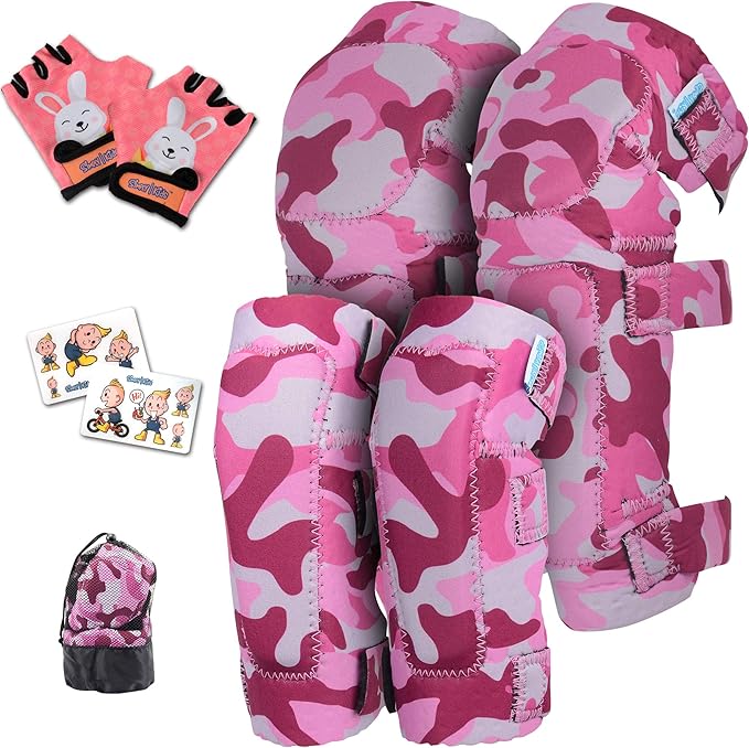 Soft-Style Kids Knee and Elbow Pads with Bike Gloves, Flexible Impact-Resistant Gear for Ages 2-11, Designed for Balance Bikes, Roller-Skating, and Skateboarding-StrideForce Fitness