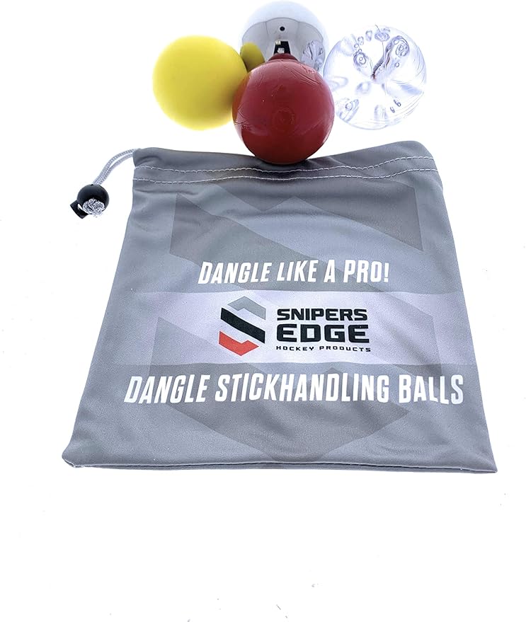 Snipers Edge Hockey Stickhandling Balls - Hockey Dangle Balls with Bag - Improve Stickhandling On and Off The Ice - Bring Anywhere!-StrideForce Fitness