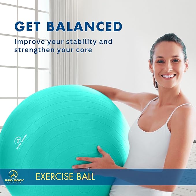ProBody Pilates Yoga Ball - Fresh Colors Exercise Ball for Stability, Pregnancy, Workout & Physical Therapy-StrideForce Fitness